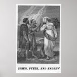 Jesus, Peter, and Andrew, 19th century lithograph Poster