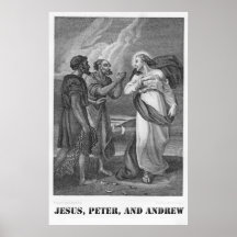 Jesus, Peter, and Andrew, 19th century lithograph Poster