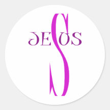 JESUS PURPLE ROUND STICKERS