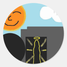 jesus risen round stickers