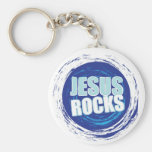 Jesus Rock s 6 Blue Keychains