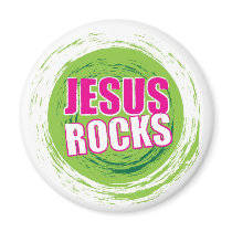 Jesus Rocks 3 Green Refrigerator Magnet