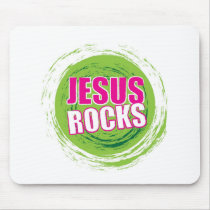 Jesus Rocks 3 Green Mouse Mats