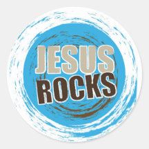 Jesus Rocks 4 Blue & choc Round Stickers