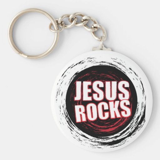 Jesus Rocks 5 Black Key Chain