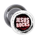 Jesus Rocks 5 Black Pinback Button