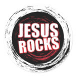Jesus Rocks 5 Black stickers