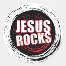 Jesus Rocks 5 Black Stickers