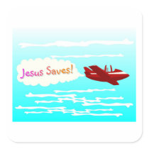 Jesus Saves and aeroplane in clouds