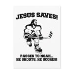 Jesus Saves Hockey funny tshirt postcards