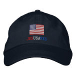 Jesus Saves with American Flag embroidered hats
