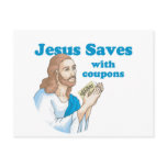 Jesus saves with coupons postcards
