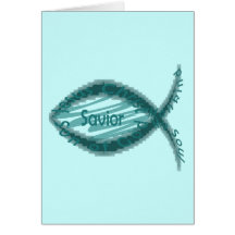 Jesus Saviour Christian Fish Symbol Greeting Cards