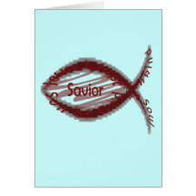 Jesus Saviour Fish Symbol Greeting Cards