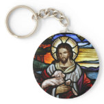 Jesus The Good Shepherd Stained Glass Keychain