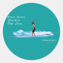 jesus walking the line round sticker