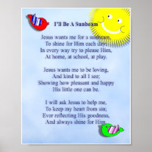 Jesus Wants Me For A Sunbeam  Cute Picture Print