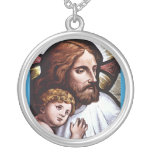 JESUS WITH ANGEL  SILVER  NECKLACE