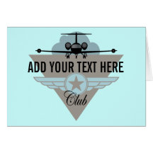 Jet Aeroplane Wing Club Greeting Cards