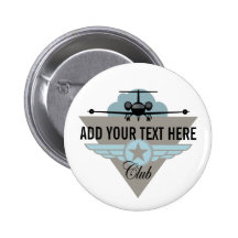 Jet Aeroplane Wing Club Pinback Button