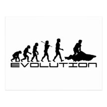 Jet Ski Skiing Water Sport Evolution Art Postcards