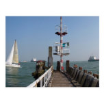 Jetty in Sea, Sailing Boat and Tankers Vlissingen Post Card