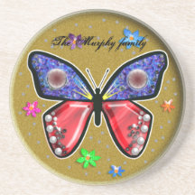 jewel tone butterfly coaster
