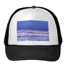 Jewel toned sunset ocean waves seascape gifts trucker hats