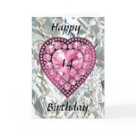 Jewelled Pink Heart Teenager Girl's Birthday Card
