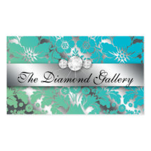 Jewellery Business Card Damask Floral Silver BG