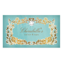 Jewellery Business Card Floral Blue Gold Frame