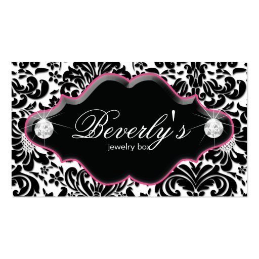 Jewellery Business Card Pink Damask Diamonds