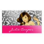 Jewellery Business Card Woman Leopard Pink Silver