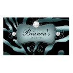 Jewellery Business Card Zebra Teal Diamonds