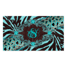 Jewellery Business Cards Animal Zebra Leopard Blue