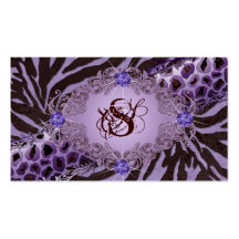 Jewellery Business Cards Animal Zebra Leopard Pur2