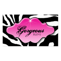 Jewellery Business Cards Animal Zebra Sparkle Pink