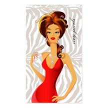 Jewellery Diamonds Red Woman Zebra Beige Business Cards