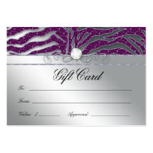 Jewellery Gift Card Luxury Zebra Plum Silver Spark Business Card Templates