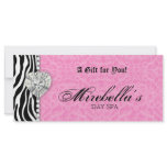 Jewellery Gift Certificate Zebra Pink Leopard rack cards