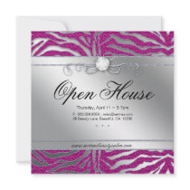 Jewellery Invitation Open House Zebra Pink Sparkle
