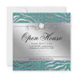 Jewellery Invitation Open House Zebra Teal Sparkle