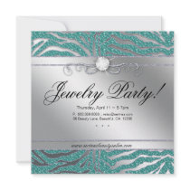 Jewellery Invite Open House Zebra Teal Sparkle 2