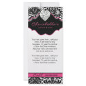 Jewellery Rack Card Damask White Black Pink Floral rack cards