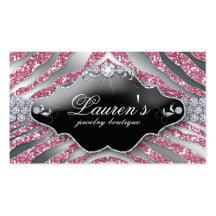 Jewellery Zebra Business Card Sparkle Pink SB