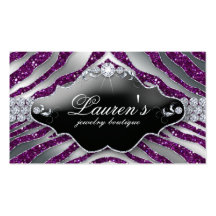 Jewellery Zebra Business Card Sparkle Purple SB