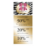Jewels Spa Marketing Cards Zebra Gold Pink rack cards