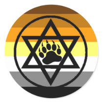 Jewish Bear Pride Flag Round Stickers