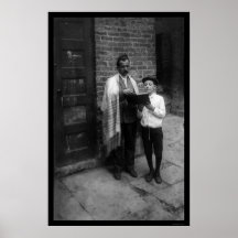 Jewish Man and Boy with a Bible in New York 1907 Poster