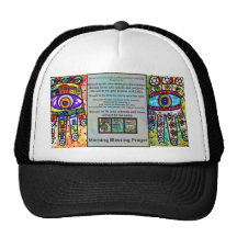 Jewish Morning Blessing Prayer Batik Hamsa Hat